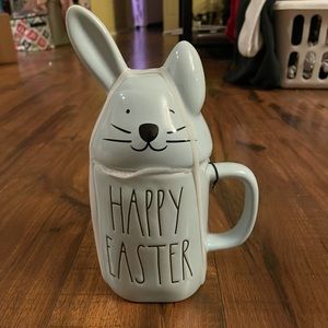 Rae Dunn happy easter blue Bunny Mug with toppe